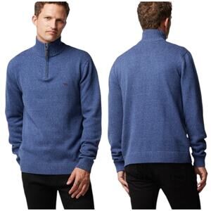 Rodd & Gunn NWT Merrick Bay 1/4 Zip Sweater Denim Blue Mens Size 3XL 100% Cotton